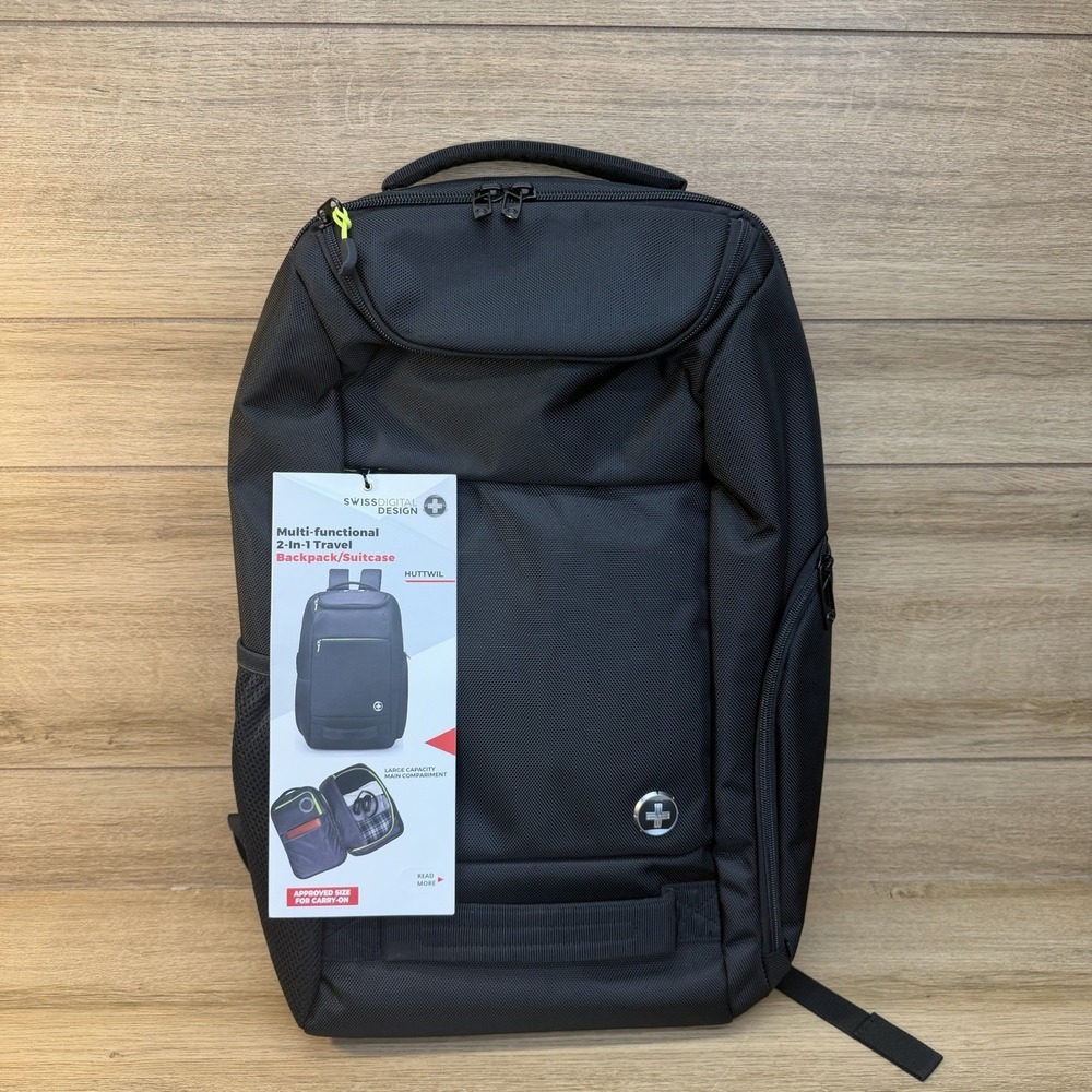 Swissdigital Design Business Travel Backpack Carry On Suitcase 2-in-1 NWT